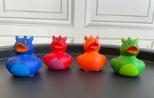 Load image into Gallery viewer, Dragon Ducks, Set of 4 Bright Fiery Dragon Rubber Ducks. 'Dragon Ducks' from Ducks in Disguise