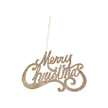 Load image into Gallery viewer, Elegant Merry Christmas Hanging Sign 26cm by 18cm with Gold Ribbon for Hanging In Rose Gold, Gold, Silver, Red, or Blue