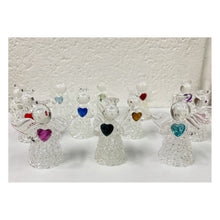 Load image into Gallery viewer, Beautiful Clear Glass Angel With Bright Jewel Heart Gemstone for Christmas Décor, Cake Topper, Table Place Settings and more