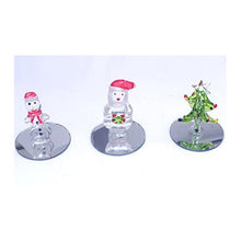 Load image into Gallery viewer, Ornamental Glass Santa, Tree Or Snowman On A Mirror Base - Christmas Decorations Or Gifts