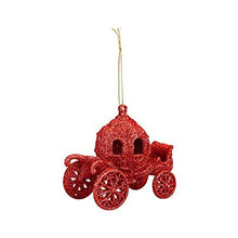 Load image into Gallery viewer, Sparkly Fairy Tale Carriage Hanging Decoration for your Christmas Tree in Red, Gold, Blue, Silver, or Rose Gold