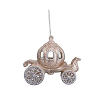 Load image into Gallery viewer, Sparkly Fairy Tale Carriage Hanging Decoration for your Christmas Tree in Red, Gold, Blue, Silver, or Rose Gold
