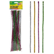 Load image into Gallery viewer, Glitter Pipe Cleaners 50 Twisted Tinsel Sticks in Assorted Colours