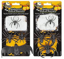 Load image into Gallery viewer, Spider Web Decoration Halloween Haunted House Webbing and Spiders Spooky Scary Party Accessory