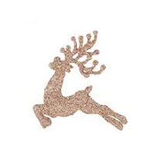 Load image into Gallery viewer, Glitter Rose Gold Hanging Christmas Decorations or Craft or Present Toppers: Trees, Bells, Reindeer, Snowflakes