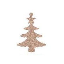 Load image into Gallery viewer, Glitter Rose Gold Hanging Christmas Decorations or Craft or Present Toppers: Trees, Bells, Reindeer, Snowflakes