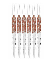 Load image into Gallery viewer, Glittery Icicle Decoration Set of 6 Hanging Clear Christmas Tree Décor in Rose Gold, Pale Gold, or Silver