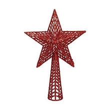Load image into Gallery viewer, Large Glitter Christmas Star Tree Topper with Spring Base 25 x 36cm in Red, Gold, Blue, Silver, or Rose Gold