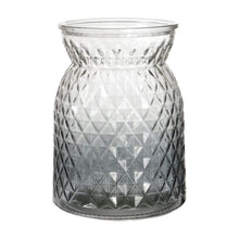 Load image into Gallery viewer, Large Lattice Waisted Vase Textured Glass Vase in Smoked Charcoal or Pink 16cm by 12cm
