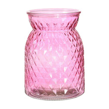 Load image into Gallery viewer, Large Lattice Waisted Vase Textured Glass Vase in Smoked Charcoal or Pink 16cm by 12cm