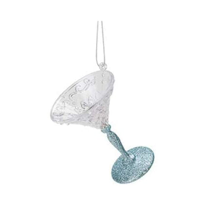 Glittery Martini Glass Shape Decoration for your Christmas Tree, Glass look Acrylic Hanging Decoration in Blue, Rose Gold, Champagne Gold, or Silver