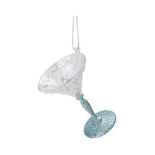 Load image into Gallery viewer, Glittery Martini Glass Shape Decoration for your Christmas Tree, Glass look Acrylic Hanging Decoration in Blue, Rose Gold, Champagne Gold, or Silver