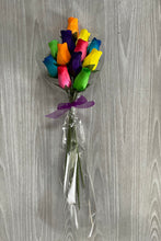 Load image into Gallery viewer, Bouquet of 12 Mixed Bright Colours Wooden Roses - Rainbow