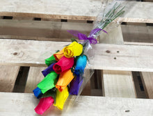 Load image into Gallery viewer, Bouquet of 12 Mixed Bright Colours Wooden Roses - Rainbow
