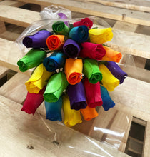 Load image into Gallery viewer, Bouquet Of 24 Mixed Bright Wooden Roses - Rainbow