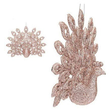Load image into Gallery viewer, Sparkly Peacock All Over Glitter Hanging Decoration for your Christmas Tree in Red, Gold, Blue, Silver, or Rose Gold