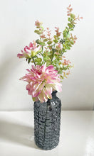 Load image into Gallery viewer, Bottle Shaped Vase Woven Texture Glass For Flowers, Stems or Floral Bouquet 25cm x 6cm, Clear, Smoked, Charcoal Or Green