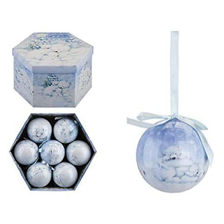 Polar Bear Family Baubles in a Gift Box, 14 Cute Polyfoam 3" (7.5cm) Baubles with Hanging Ribbon