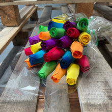Load image into Gallery viewer, Bouquet Of 24 Mixed Bright Wooden Roses - Rainbow