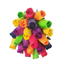 Load image into Gallery viewer, Bouquet Of 24 Mixed Bright Wooden Roses - Rainbow