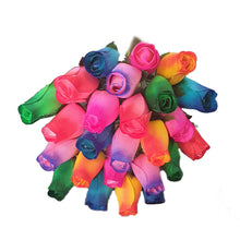 Load image into Gallery viewer, Bouquet Of 24 Mixed Bright Two Tone Wooden Roses - Rainbow Ombre