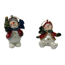 Load image into Gallery viewer, Vintage Style Santa and Snowman Hanging Ornamental Hand Painted Christmas Baubles Traditional Look Figurines