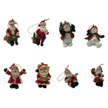 Load image into Gallery viewer, Vintage Style Santa and Snowman Hanging Ornamental Hand Painted Christmas Baubles Traditional Look Figurines