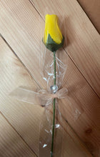 Load image into Gallery viewer, Single Wooden Rose Bud in Cellophane and Ribbon - Choose from 20 Colours