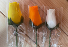 Load image into Gallery viewer, Single Wooden Rose Bud in Cellophane and Ribbon - Choose from 20 Colours