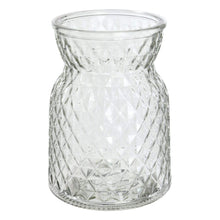 Load image into Gallery viewer, Small Modern Shaped Vase Lattice Texture Glass Vase 13cm x 9cm, Pastel Pink, Green, or Clear