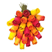 Load image into Gallery viewer, Bouquet Of 24 Mixed Yellow and Red Wooden Roses - Sunset