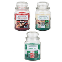 Load image into Gallery viewer, Christmas Three Tier Winter Scented 18oz Trio Jar Candle in 3 Festive Fragrances