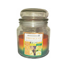 Load image into Gallery viewer, Trio Scent 15oz Layered Jar Candle in 3 Fragrances - Zesty Citrus, Berry Desserts, or Coastal Calm