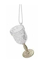 Load image into Gallery viewer, Wine Glass Christmas Tree Glitter Decoration, Glass look Acrylic Hanging in Blue, Rose Gold, Champagne Gold, or Silver