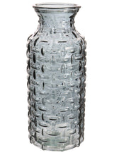 Load image into Gallery viewer, Bottle Shaped Vase Woven Texture Glass For Flowers, Stems or Floral Bouquet 25cm x 6cm, Clear, Smoked, Charcoal Or Green