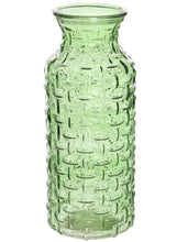 Load image into Gallery viewer, Bottle Shaped Vase Woven Texture Glass For Flowers, Stems or Floral Bouquet 25cm x 6cm, Clear, Smoked, Charcoal Or Green
