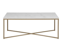 Load image into Gallery viewer, Alisma Rectangle Marble Coffee Table With Brass Base 120 x 60 cm