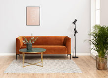 Load image into Gallery viewer, Alisma Large Round Glass Coffee Table Green Marble Print With Golden Frame 80cm