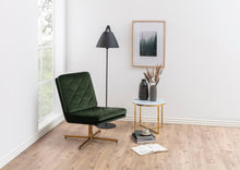 Load image into Gallery viewer, Alisma Round Side Table In White Glass Marble With Gold Metal Base 50cm