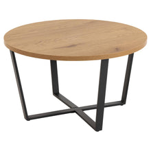 Load image into Gallery viewer, Amble Coffee Table In Brown Oak Melamine Finish And Metal Base 77cm