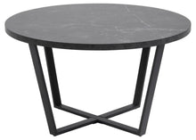 Load image into Gallery viewer, Amble Coffee Table In Black Melamine Marble Finish And Metal Base 77cm