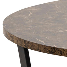 Load image into Gallery viewer, Amble Stylish Round Dining Table In Brown 110cm Melamine Marble Print Top And Powder Coated Black Metal Solid Base