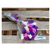 Load image into Gallery viewer, Bouquet Of 24 Mixed Purple Wooden Roses - Amethyst