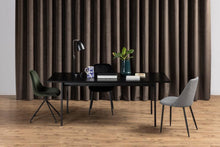 Load image into Gallery viewer, Angus Black Ash Melamine Dining Table With Powder Coated Solid Metal Base 200cm Seats 8