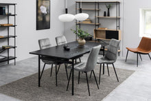 Load image into Gallery viewer, Angus Black Ash Melamine Dining Table With Powder Coated Solid Metal Base 200cm Seats 8