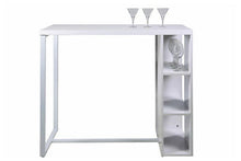 Load image into Gallery viewer, Avocet White High Gloss Bar Table With Shelves Storage, Home Bar Breakfast Table 120x105x60 cm