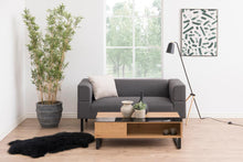 Load image into Gallery viewer, Azalea Versatile Storage Coffee Table With Lift Function In Stylish Paper Wild Oak And Black Glass