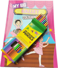 Load image into Gallery viewer, A4 Colouring Books with Stickers & Colouring Pencils Included, Choose a Theme - Pets, Dinosaurs, Ballet, Princess, Superhero