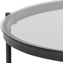 Load image into Gallery viewer, Bayonne Large Round Coffee Table With Glass Shelf Solid Metal Base 79cm