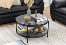 Load image into Gallery viewer, Bayonne Large Round Coffee Table With Glass Shelf Solid Metal Base 79cm
